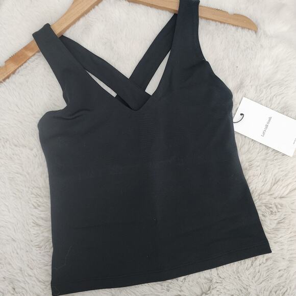 NEW Girlfriend Collective Zoe Black Racerback V-Neck Superstretch Tank Top - Picture 1 of 8